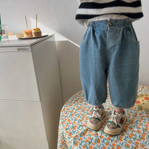 Broekrok Lente Herfst Meisjes Mode Losse Enkellange Jeans Jongens Kinderen Casual Wijde Pijpen Bloeiers Kinderen Denim Broek