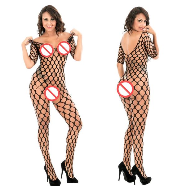 Collants Mujer Chaussettes Sexy Femme Résille Clôture Jambo Net Diamant Maille Manches Longues Bodystocking Bas Lingerie Érotique Body 208u