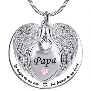 Collier d'urne en forme d'aile d'ange Papa pour cendres, cœur, pendentif souvenir commémoratif, bijoux avec kit de remplissage et cadeau 257S
