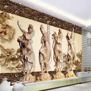 Papel de paréde, style chinois, dames 3D papier peint salon canapé TV Chambre à coucher muraille cuisine Restaurant peintures murales