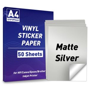 papier 10/50 feuilles A4 autocollante imprimante papier Paper mate en argent papier autocollant auto-adhésif étiquette étanche pour imprimante laser à jet à jet