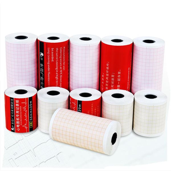 Papier (10 rouleaux / boîte) Papier d'impression ECG simple / trois / six plomb médical 80x20m 50x20m 63x30m 110x20m ECG Dessin Paper thermal