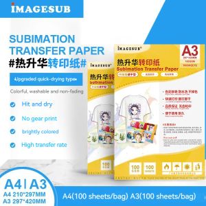 Papier 100 stks QuickDrying Hot Sublimation Transfer Paper A4 Cup Paper A3 Modaal T -shirt Afdrukken Afbeelding QuickDrying Transfer Paper