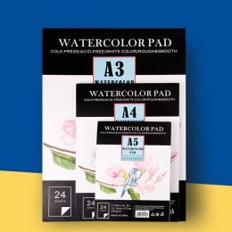 Papier 180g / 200g 24page Coton Pulp Pulp Watercolor Book A3 / A4 / A5 PEINTURE PORTABLE ET CROSSIE