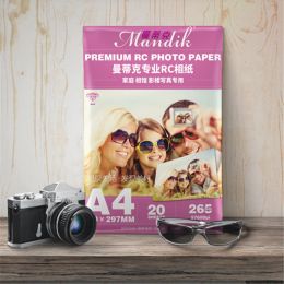 Papel 20 hojas impermeables 260gsm A4 RC GLOSSY/LUSTER/Matte áspero/Papel fotográfico para la impresora canon de inyección de tinta