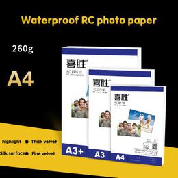 Papier 20Sheet de 260g pages couleurs A4 avec un papier photo RC imperméable à haute luminosité pour imprimante à jet de consommation Paper photo à jet d'encre