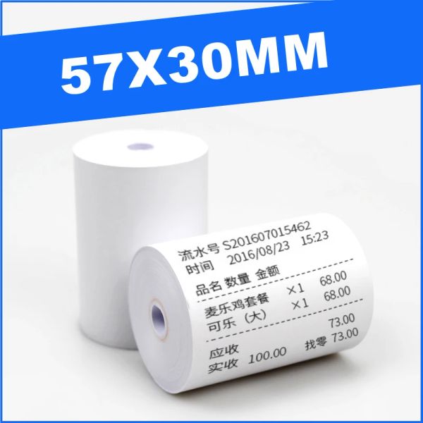 Papier 24 Roll 57x30mm Papier thermique pour la boutique Supermarché Pharmacie Mobile Bluetooth POS Ordinage Cash Registres ACCESSOIRES IMPRIMER