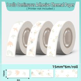 Papier 3 rollen phomemo Q30 continu lijmpapiernaam patroon thermisch label sticker waterdichte sticker voor Q30/Q31/Q30S -printer