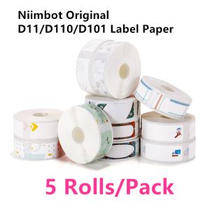 Papier 5 Rolls Papier d'étiquette thermique d'origine Divers styles Papier d'autocollant étanche pour Niimbot D11 D110 D101 Imprimantes ETIQUETA PAPELES