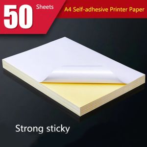 Papier 50 feuilles A4 Imprimante à jet d'encre Laser Copier Craqueur Paper blanc auto-adhésif Étiquette de papier surface mate Feuille de papier