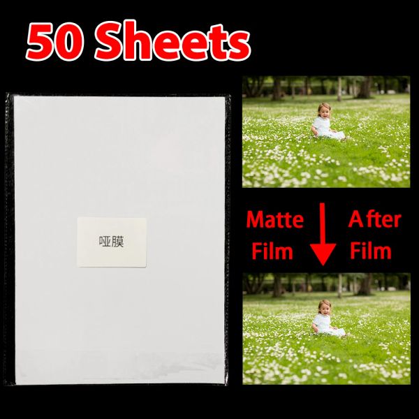 Papier 50 feuilles de plastification froide A4 Adhesive Matte Film noir Star Heart Plastic Plastic Hot Stamping sur photo Film de stratification à DIY Card