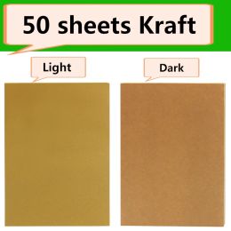 Papier 50 feuilles / emballage A4 Dark Light Brown Kraft Paper Carton Color Sticker Sticker Autocollant Imprime Laser Impression auto-adadhésive Papier