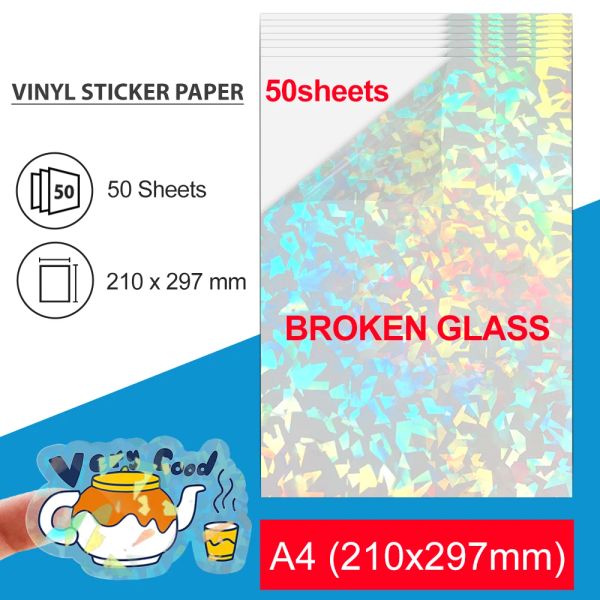 Papier 50 feuilles de papier autocollant en vinyle imprimable A4 papier d'imprimante transparent mate