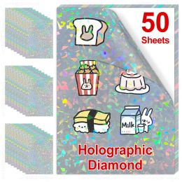 Papier 50Sheets Diamond Imprimable Vinyle autocollant papier auto-adadhésive A4 Étiquette de papier de copie transparente blanche brillante pour imprimante à jet d'encre