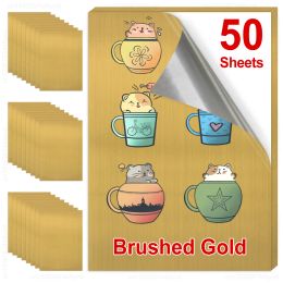 Papier 50sheets afdrukbare vinylsticker papier waterdichte self -adhesive transparant gloosy witgoud a4 kopie papier voor inkjetprinter