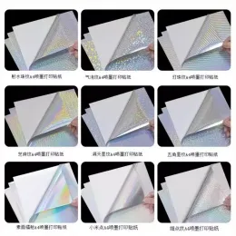 Papier 75 feuilles / pack mixage de paquet A4 autocollant en papier holographique laser vinyle à jet encrié