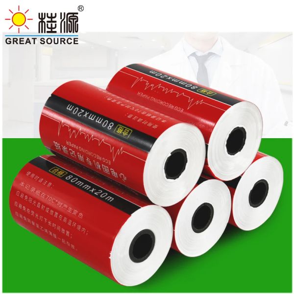 Papier de 80 mm d'électrocardiogramme d'enregistrement Paper 3 Leads 60 g de papier pulp 20 mètres (10rolls)