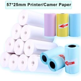 Paper 9 Roll Patinas imprimibles Papel Termal directo con autoadhesivo 57*25 mm para papel de impresora colorida de bolsillo blanco