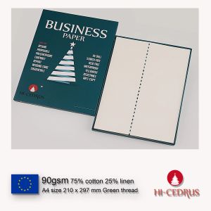 Papier 90GSM 75% katoen 25% linnen papier A4 210*297 mm witte kleur met UV Invisible Fiber Green Thread 10 Sheets GCYT019