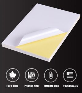Paper A4 White auto-adhésif autocollant Matte Glossy Lable Paper Feuille pour imprimantes laser à jet à jet d'encre