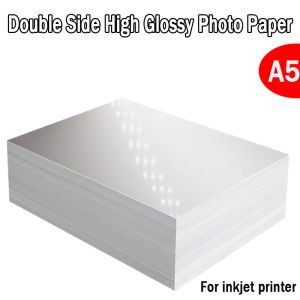 Paper A5 Double Side Coated High Glossy Paper para la imagen del menú de impresora de inyección de inyección Tarjeta de presentación 120G 140G 160G 200G 240G 260G 300G