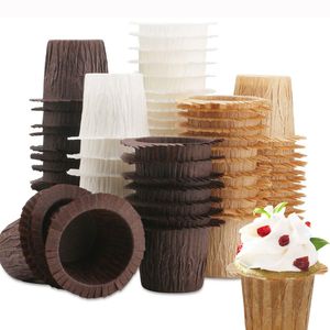 Tazas de papel para hornear Cupcake Liners Muffin Holders para bodas Cumpleaños Baby Shower Fiesta Café Marrón Blanco PHJK2203