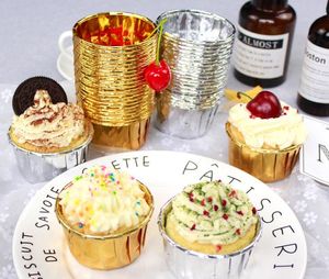 Gobelets à gâteaux en papier, étuis à cupcakes, papier d'aluminium or argent, gobelets à muffins, cuisson de cuisine, décoration de fête de mariage