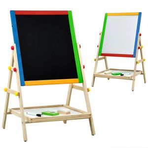 Papieren kinderen kinderen 2 in 1 houten tekentafel kunstenaarsezel, dubbelzijdige schildersezel, zwart krijtbord/wit droog gemaksbord, klein