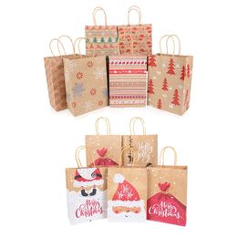 Papier Kerst Gift Tas Kraft Papieren Bags Snoep Verpakking Cookie Bag 2022 Jaarzakken Party Natal Kids Gunsten Xmas 211104