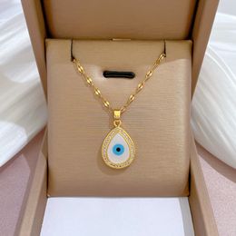 Trombone Chaînes Collier pour Femmes Angel Eyes Esthétique Femme Cou Clavicule Chaîne Accessoires Bijoux À La Mode En Acier Inoxydable 316L