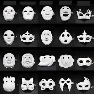 Papier DIY Party Mask Wit Painting Halloween Chirstmas Party Mask Kinderen DIY Creatieve Maskers Kleuterschool Schildermasker