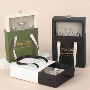 Cajón de papel, joyero, anillo, pendientes, collar, pulsera, vitrina de joyería, regalos, organizador de embalaje