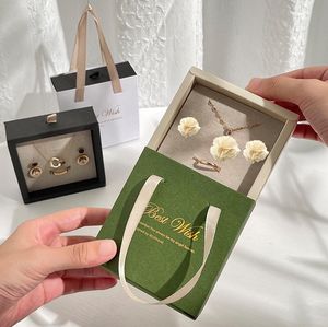 Papierlade sieraden doos ring oorbellen ketting armband sieraden display draagbare kast geschenken pakketten pakketten organisator