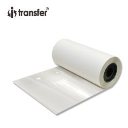 Paper Hot Peel Dtf Roll Film 33cmx100m Side Single Matte Cold Peelling Heat Transfer T-shirt Film d'impression brillante