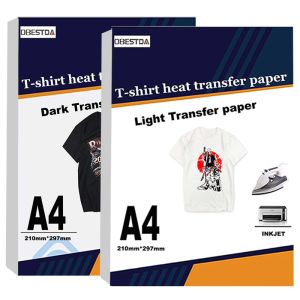 Papier à jet d'encre Transfert de chaleur Papier d'impression Tshirt clair papier transfert de tissu noir foncé pour vêtements en coton papier de transfert thermique