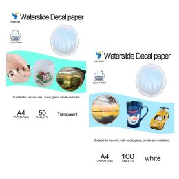 Papier laser water schuif sticker overdracht papier 100sheets wit+50sheets Clear a4 size no Need Spray Waterslide Printing for Ceramic Cups