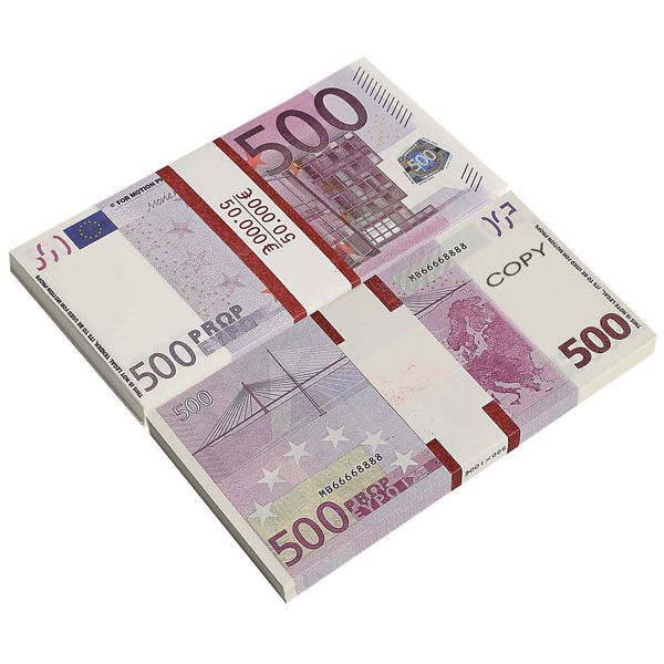 Paper Money 500 Toy Dollar Bills Realistic Full Print Full -2 -Side Play Bill Kids Party and Movie Props Fake Euro bromas para adultos