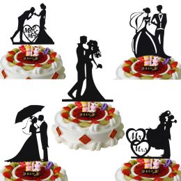 Papier Mr Mme Cake Flags Love Heart Wedding Cake Topper Bride Groom Wedding Party Cake Baking Decor Engagement Cake Flags