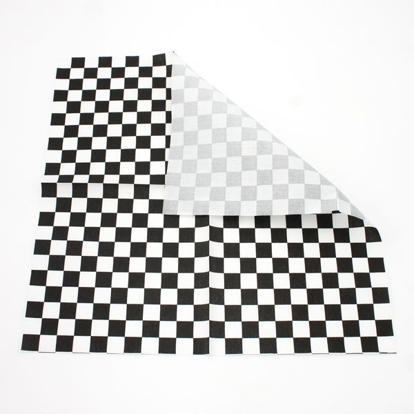 Serviette en papier à carreaux noir et blanc, 2 couches de pâte de bois vierge, 33x33cm, paquet de 20 pièces, 1221350
