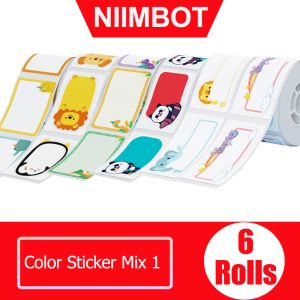Paper Niimbot 6 rouleaux Sticker Rolls pour D101 Mini Label Imprimante imperméable à l'huile à l'huile adaptée à l'enfant Tag Sticker coloré