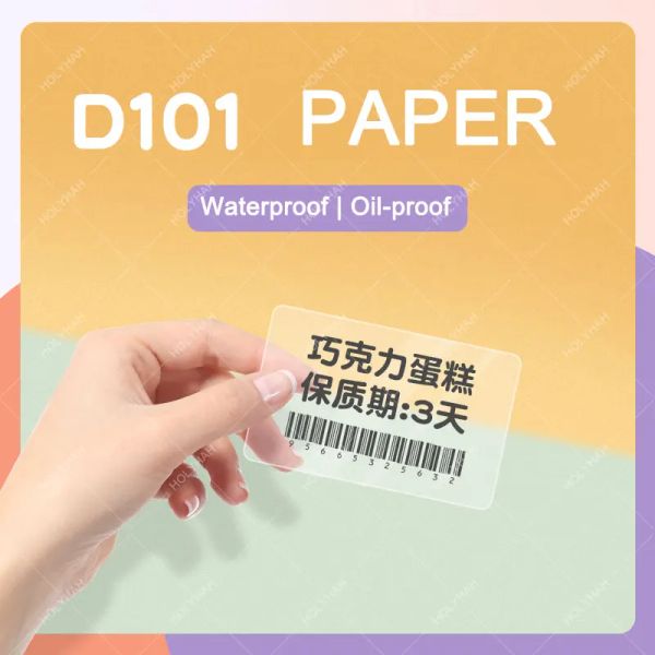 Paper Niimbot D11 D101 Impresión de etiqueta Paper transparente Nombre impermeable Sticker Selfadhesive Sticker Kindergarten Libre Lápiz Textboo