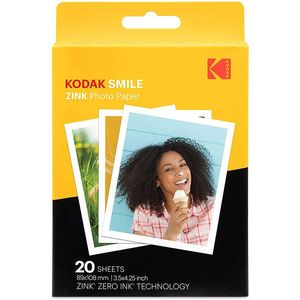 Paper original Premium Kodak Zink Print Photo Paper (3,5x4,25 pouces et 20 feuilles) Compatible avec Kodak Smile Classic Caméra instantanée