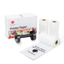 Papier Phomemo 3 rouleaux 2 ans blanc auto-adadhésive papier thermique 50 mm * 3,5 m d'autocollant avec support noir pour la série M02 Imprimante protable