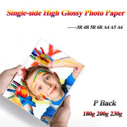 Papier photo en papier 3R 4R 5R 5R A4 A5 A6 100 feuilles pour imprimante à jet d'encre haute papier d'impression en revêtement photographique brillant