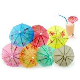 Papieren picks 144pcs parasols paraplu's dranken bruiloft evenement feestartikelen vakanties staart garnituren houders gratis verzending1.26