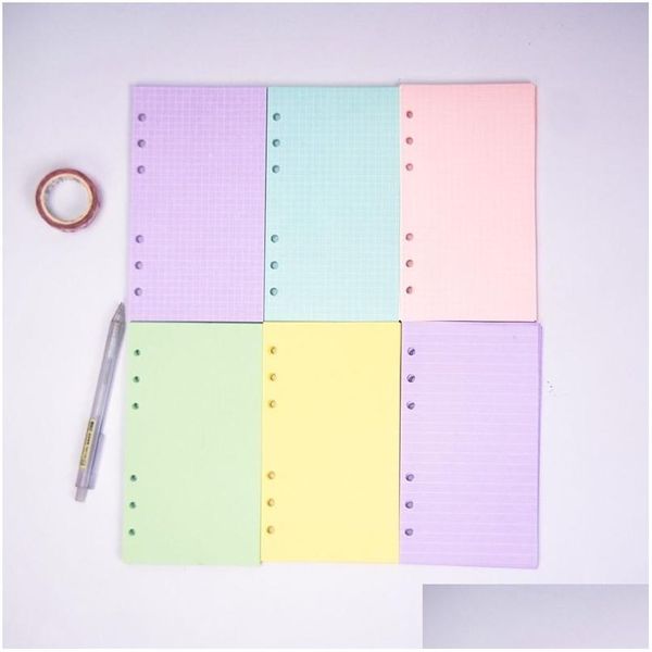 Productos de papel 5 colores A6 Cuaderno de hojas sueltas Recarga Espiral Carpeta Índice Papeles de relleno Páginas internas Planificador diario Papelería 389 N2 Dh4Ar