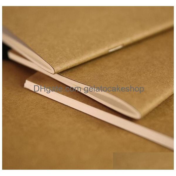 Productos de papel Venta al por mayor 8.8X15.5Cm Cuaderno Bloc de notas en blanco Libro Vintage Cuaderno suave Memos diarios Kraft Er Diario Cuadernos Drop De Dhi5G