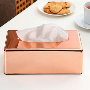 Estante de papel elegante Royal Rose Gold Car Home caja de pañuelos en forma de rectángulo contenedor toalla servilleta soporte para pañuelos Y200328199Q