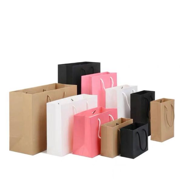 Sac à provisions en papier Recyclable, sacs d'emballage de magasin, vêtements cadeaux, pochette en carton avec poignée, 18 tailles