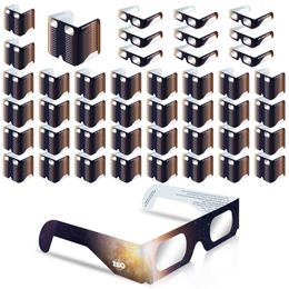 Gafas de papel para eclipse solar fabricadas por una fábrica reconocida por AAS, sombra de eclipse con certificación CE e ISO para visualización directa del sol (paquete de 500)